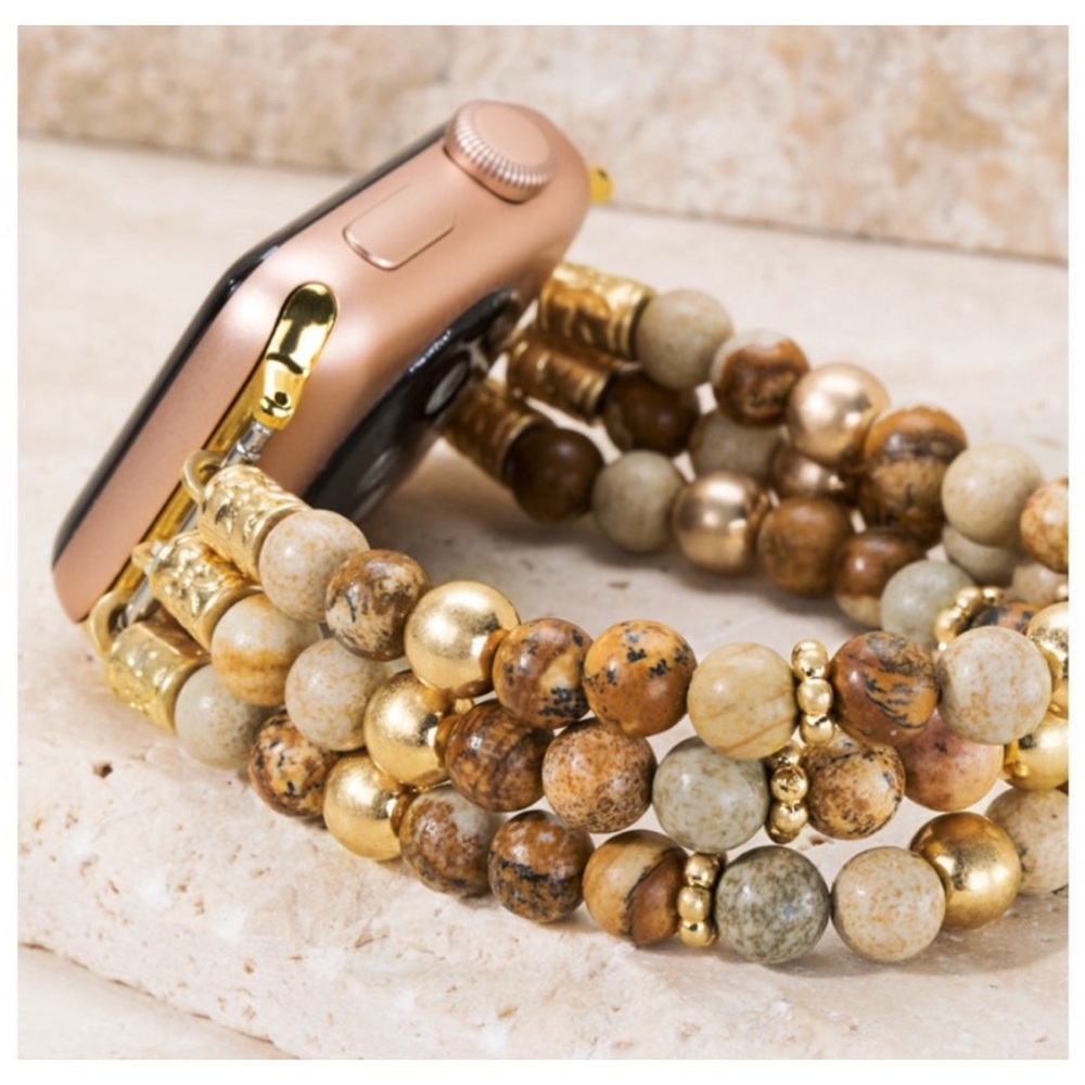 APPLE WATCH BAND (JASPER) Metallic Stretch Beads
